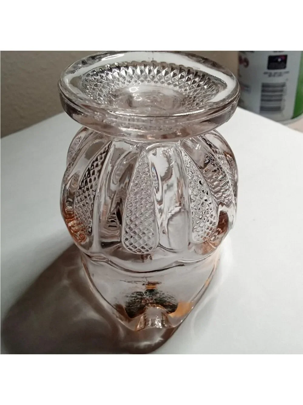 US Glass Antique EAPG Texas Loop Stippled Pattern Clear/Gold Creamer Pitcher